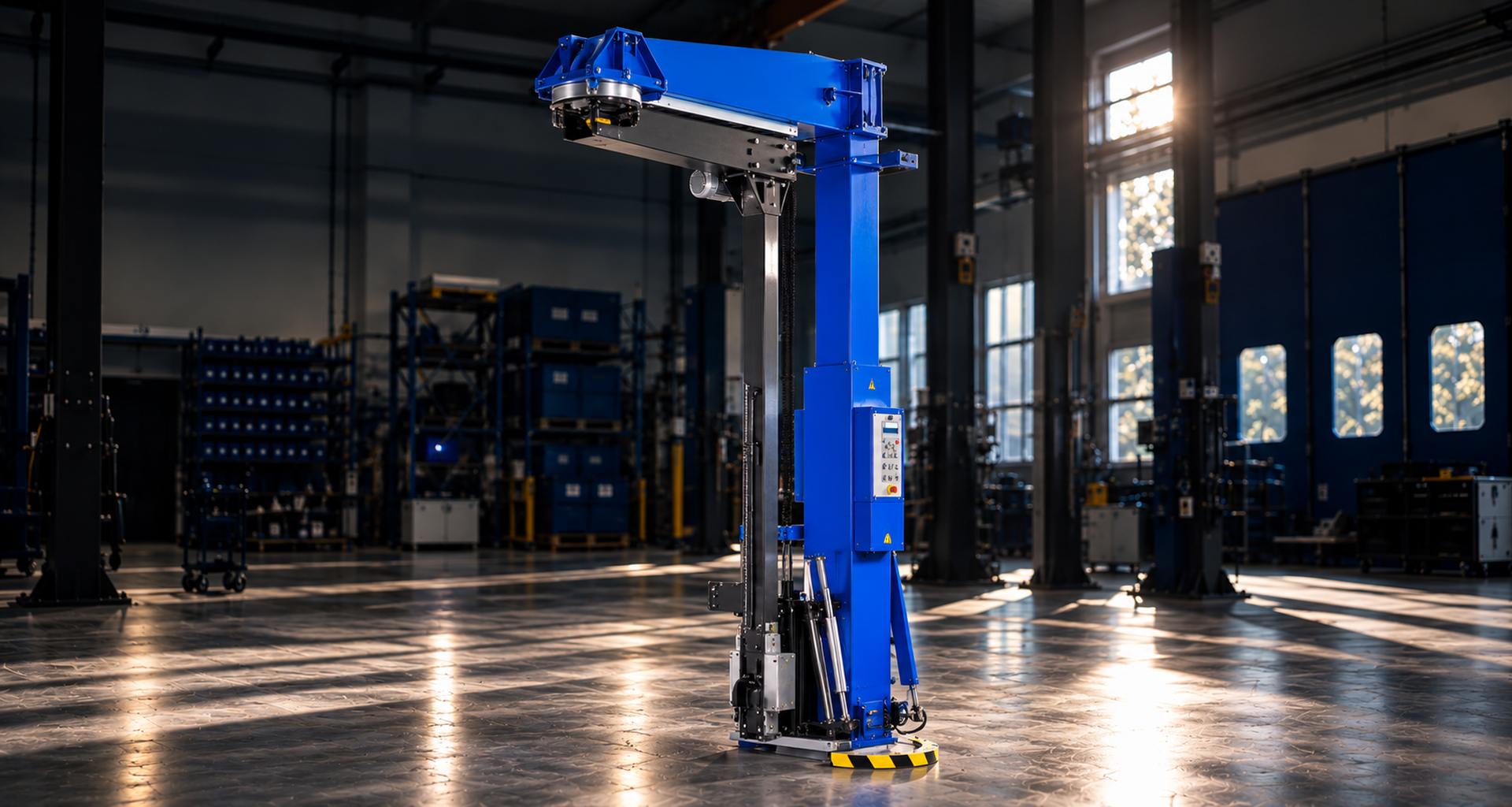 C-One Ligo rotating arm stretch wrapper by C&C Group in an industrial warehouse